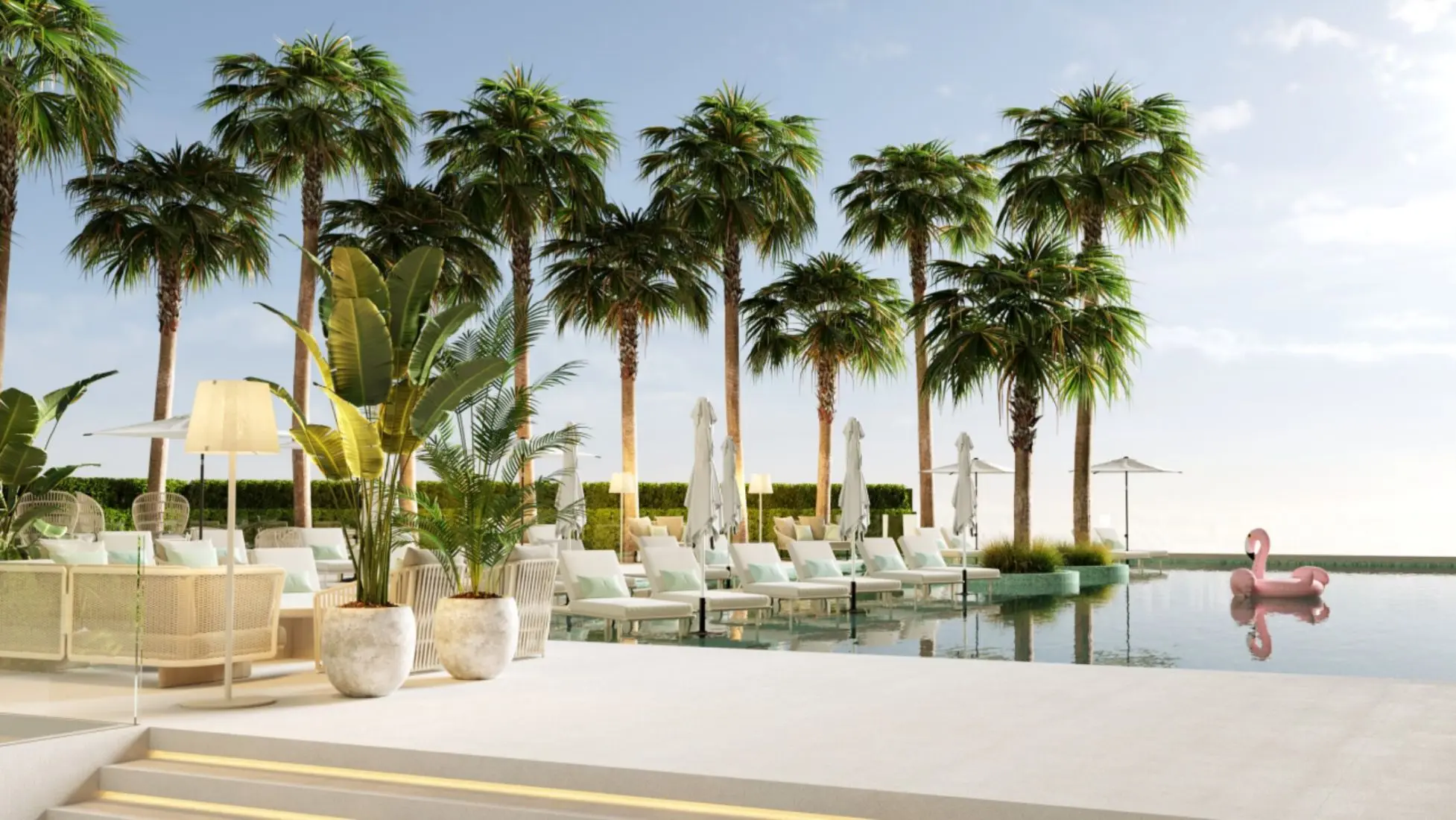 Outdoor pool sun deck