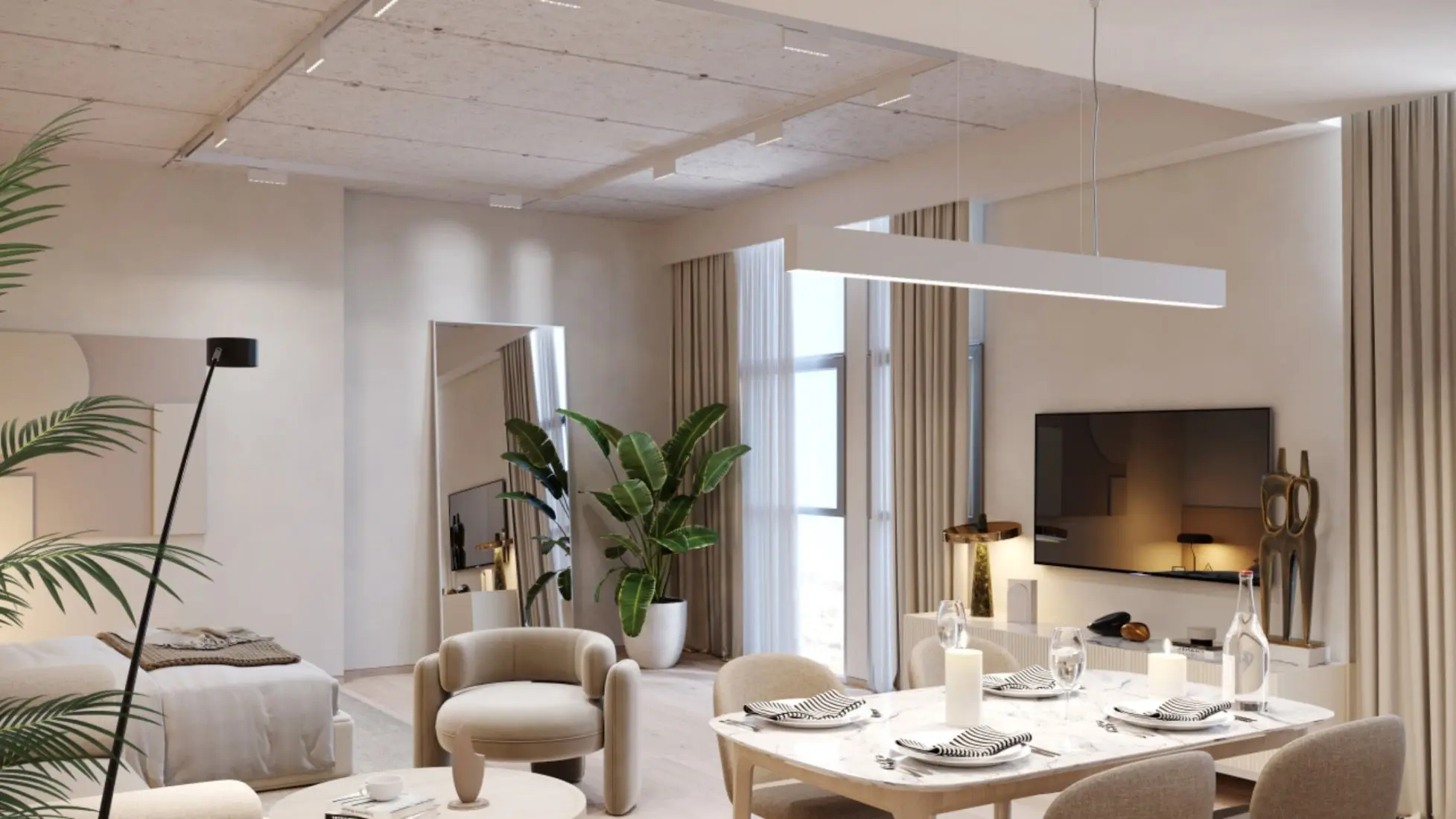 Open plan dining seating