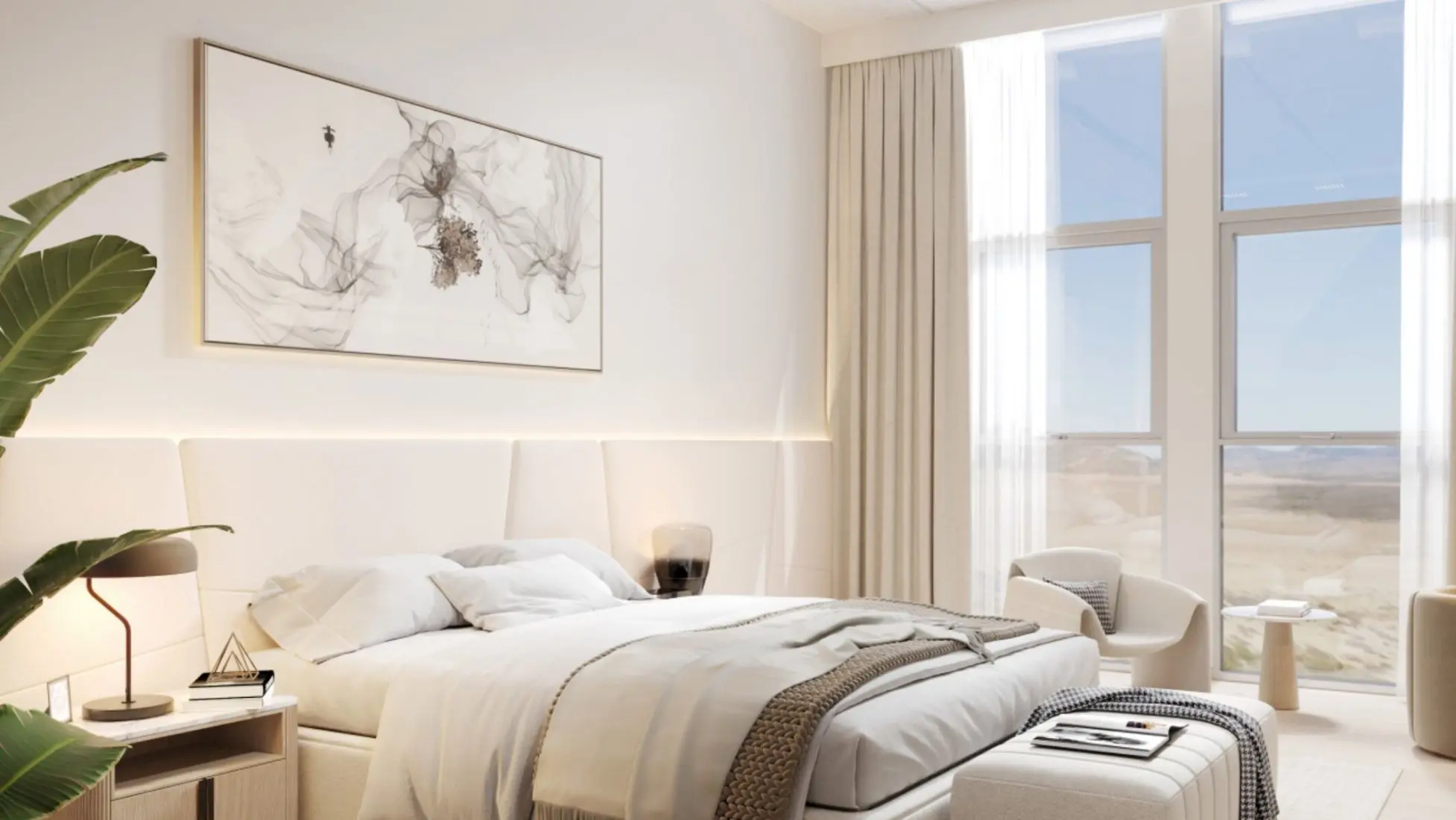 Bedroom with large window